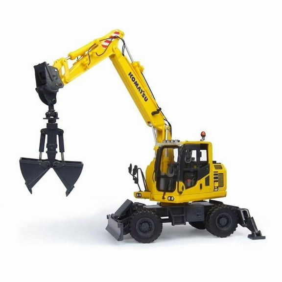 Komatsu PW148-10 Wheeled Excavator with Clamshell Bucket 1/50 Diecast Model by Universal Hobbies