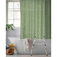 thumbnail image 2 of Split Shower Curtain for Transfer Bench,Vintage Forest Green Fabric Shower Curtains for Bathroom,Farmhouse Retro Solid Color Linen Texture Tub Sliding Transfer Bench Waterproof Bath Curtains 72"x84", 2 of 9