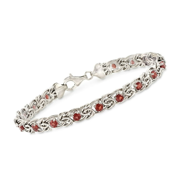 Ross-Simons 2.30 ct. t.w. Garnet Byzantine Bracelet in Sterling Silver, Women's, Adult