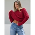 thumbnail image 5 of Women'S Oversized Cable Knit Crewneck Sweaters Red XL, 5 of 7