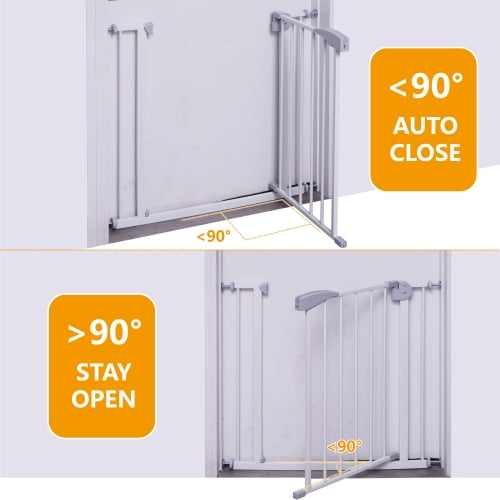 29.53-45.3" Baby Gate for Stairs, Toddler Safety Essentials for The House, Auto Close Dog Gate for Doorways,Easy Install Pressure Mounted Pet Gates for child & pet, White
