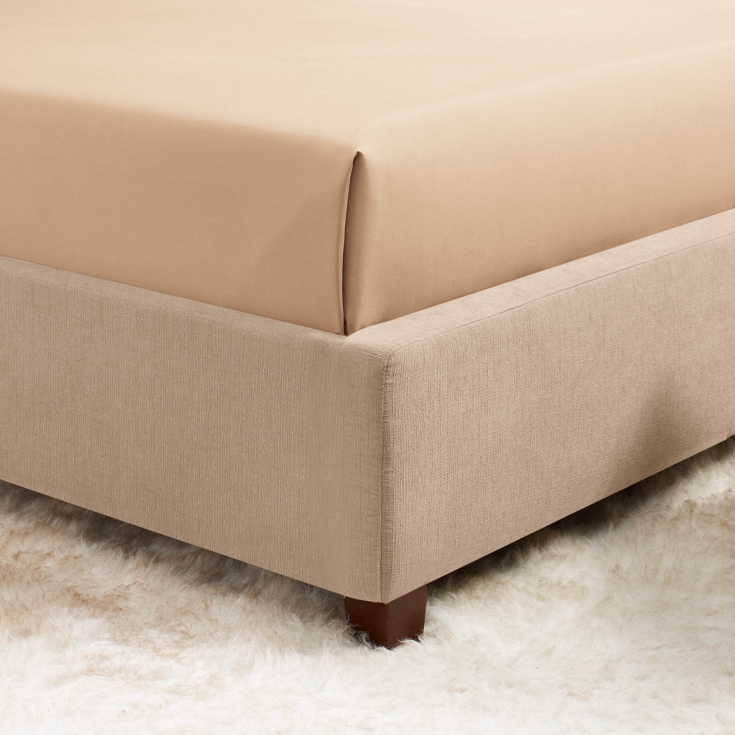 Hearth & Harbor Deep Pocket 4 Piece Solid Bed Sheet Set, 1800 Thread Count Microfiber Sheets, Full, Taupe S&