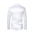 thumbnail image 4 of Gomelly Men Shirt Luxury Tops Casual Dress Mens Solid Party Satin Silk White XS, 4 of 5