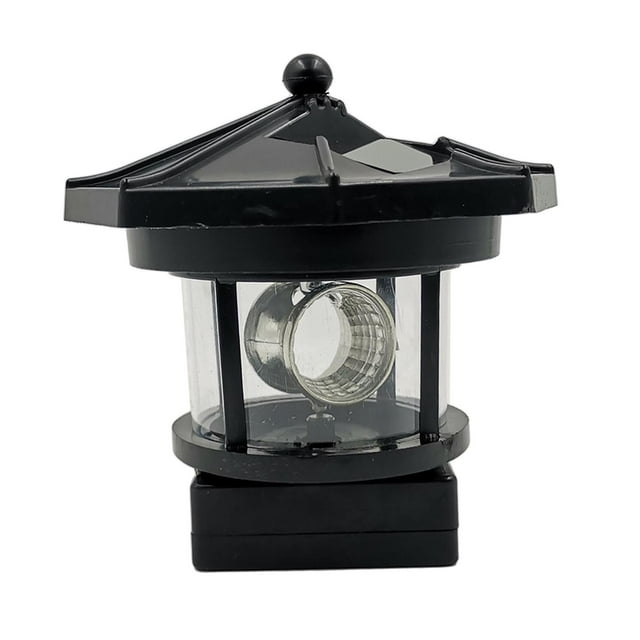 Almencla Solar Lighthouse Rotating Lamp LED Solar Light Garden Pond Decoration Black