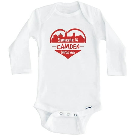 

Someone in Camden Loves Me Camden New Jersey Skyline Heart One Piece Baby Bodysuit (Long Sleeve) 0-3 Months White
