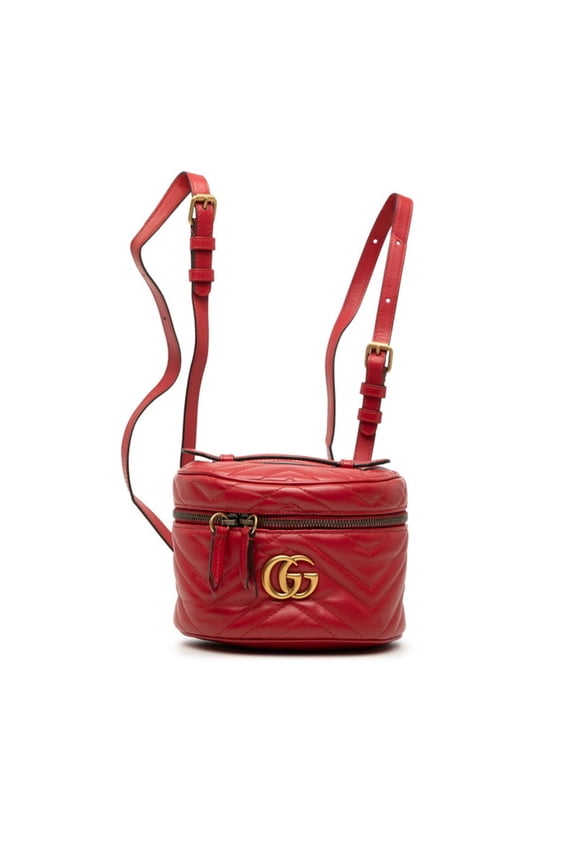 Pre-Owned Gucci GG Marmont Quilted Backpack Vanity 2-Way 598594 Red Leather Women's GUCCI