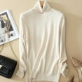 thumbnail image 2 of Ladies Sweaters Turtleneck Knit Sweaters Long Sleeve Solid Color Basic Shirt Tops Sweater Beige XL, 2 of 3