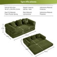 thumbnail image 2 of Wiilayok Convertible Sleeper Sofa Bed,Corduroy Modular Folding Mattress Couch with Fixed-Shape Frame,Comfy Futon Sofa Bed for Living Room, Bedroom(80",Olive Green), 2 of 9