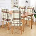 thumbnail image 2 of Yayeee 2 Pack Dining Chair Covers Stretch Parson Chairs Slipcovers Seat Protector, Cream Plaid, 2 of 6