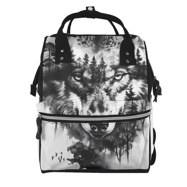 Disketp Majestic Wolf Landscape Mochila de Pañales de Gran Capacidad con Múltiples Bolsillos, Mochila de Viaje Multifuncional para Bebé, Unisex, Moderna y Resistente