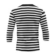 thumbnail image 4 of Ceisia Men's Spring Summer Casual Regular Fit Crew Neck Three-Quarter Sleeve T-Shirt Multi-Color Striped Cotton-Like Jersey Stretch Fabric Black M Gifts, 4 of 6