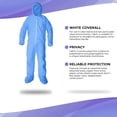 thumbnail image 3 of Disposable Coveralls with Hood, Elastic Wrists, and Boots, Blue Polypropylene, 50 GSM, 25 Count, X-Large, 3 of 8