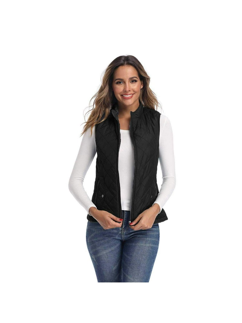Art3d Women's Lightweight Padded Vest, Stand Collar Quilted