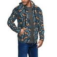 thumbnail image 2 of Goofa Playful Foxes Forest Blues Pattern Mens Full-zip Hoodie, Zip-up Pullover Hooded Sweatshirt, Kangaroo Pocket Hoodie Ideal for Daily Wear, Travel, and Home-, 2 of 5
