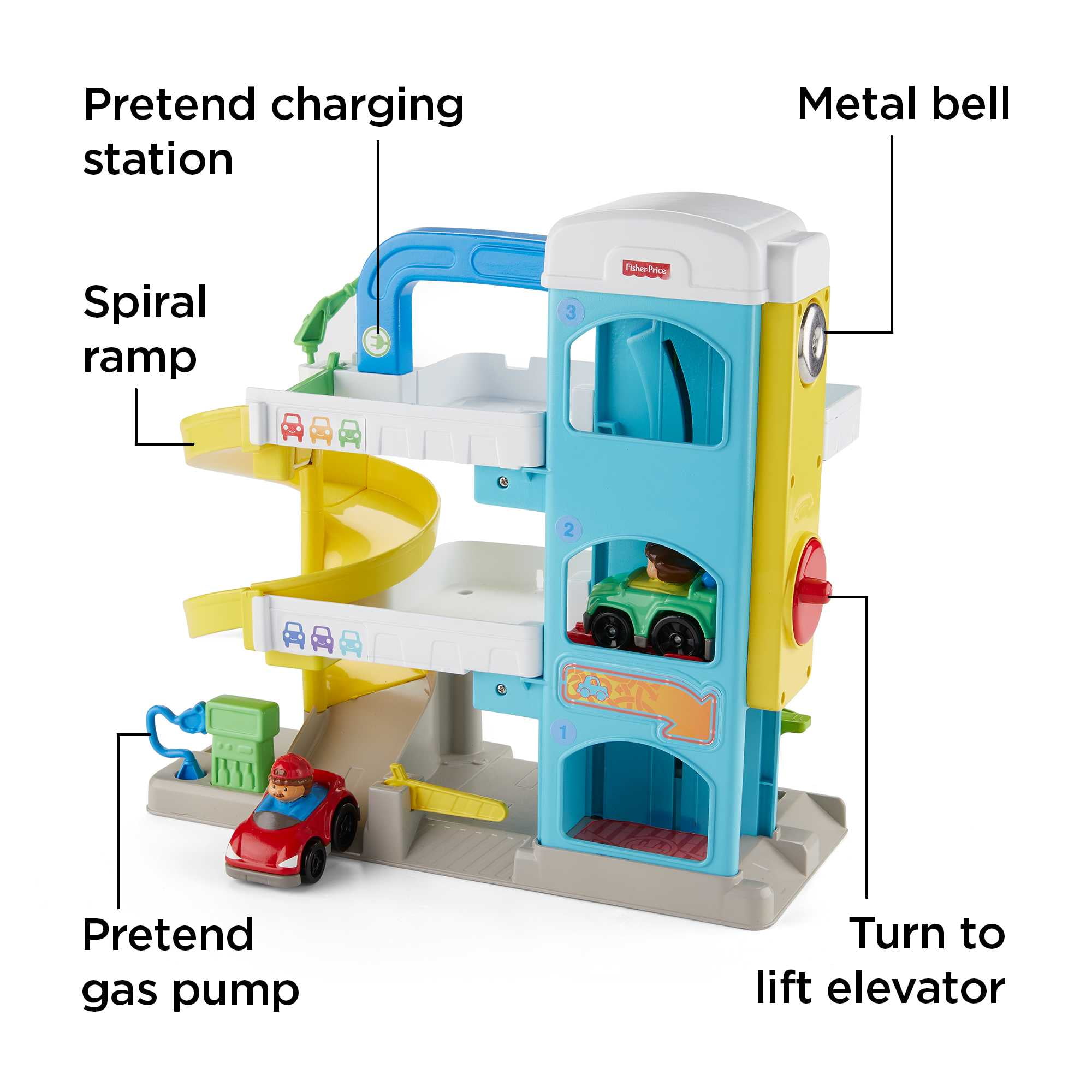 Fisher-Price Little People Helpful Neighbor’s Garage Toddler Playset with 2 Wheelies Cars