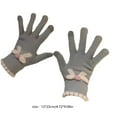 thumbnail image 3 of Guantes de punto para mujer con pantalla táctil, hilo acrílico de invierno para mayor calidez, diseño de lazo, 1 par, azul, rosa, beige, morado, gris, caqui, 12 x 23 cm, 3 of 7