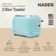 thumbnail image 2 of Open Box Haden 2 Slice Wide Slot Stainless Steel Bread Toaster, Turquoise, 2 of 9