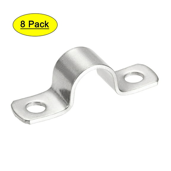 Uxcell 18mm(0.7") 304 Stainless Steel 2 Holes Rigid Pipe Strap Tension Tube Clamp 8 Pack