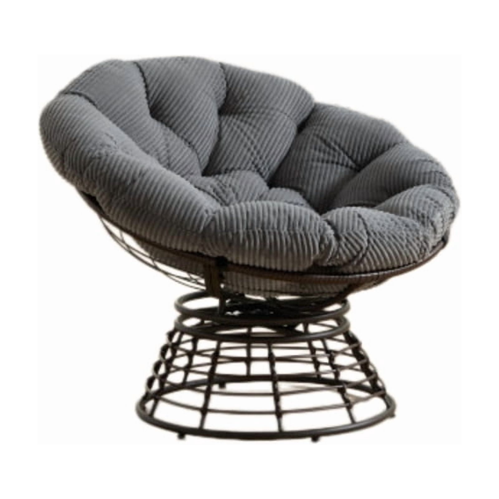 Ergonomic Wicker Papasan Chair, 360° Swivel Chair with Soft Thick Cushion for Living Room, Bedroom, Reading Room
