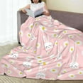 thumbnail image 6 of Honeii Rabbit Sunflower Print Fleece Blanket - Throw Blanket for Bed, Sofa, Couch, Camping, and Travel , Microplush Ultra Soft Warm Blanket-60"x50", 6 of 7