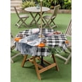 thumbnail image 3 of Outdoor Tablecloth with Umbrella Hole and Zipper, Grey Bunny Easter Round Table Cloth 54 Inch Waterproof Tablecloth, Rabbits Spring Botanical Black White Plaid Picnic Table Cover for Patio Camping, 3 of 7