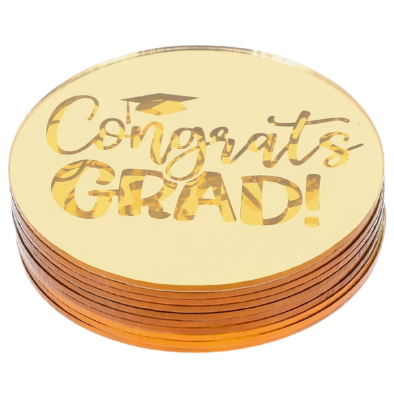 FRCOLOR Golden Acrylic Graduation Cake Toppers with Unique Design for Party Decoration 2025 Congrats