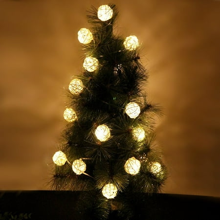 Rattan Ball Lights Diy TORCHSTAR 10ft 20 Heads String Lights, Romantic Rattan Ball LED String Light, Decor Light for Christmas Halloween Birthday Party ()
