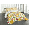 thumbnail image 3 of Ambesonne Fruits Quilted Bedspread Set 3 Pcs, Fresh Citrus Kiwi Lemon, Queen Size, Earth Yellow Lime Green, 3 of 5