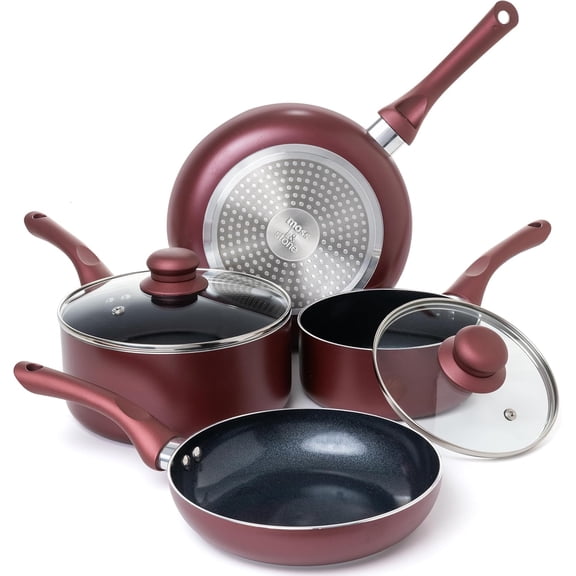 4 Piece Nonstick Cookware Set, Small Pots And Pans Set Non stick With Glass Lid, Induction Cookware, Stay Cool Handle, Kitchen Cookware 4-Piece with Frying Pans Set & Saucepan