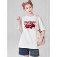 thumbnail image 1 of Valentine's Day Love Cartoon Car Print T-Shirt - Women's Short Sleeve Crew Neck Casual Top for Spring & Summer, 100% Cotton Tee For Adult, Men, Women, Teen, Teenager, Adolescent, Youth, 1 of 5
