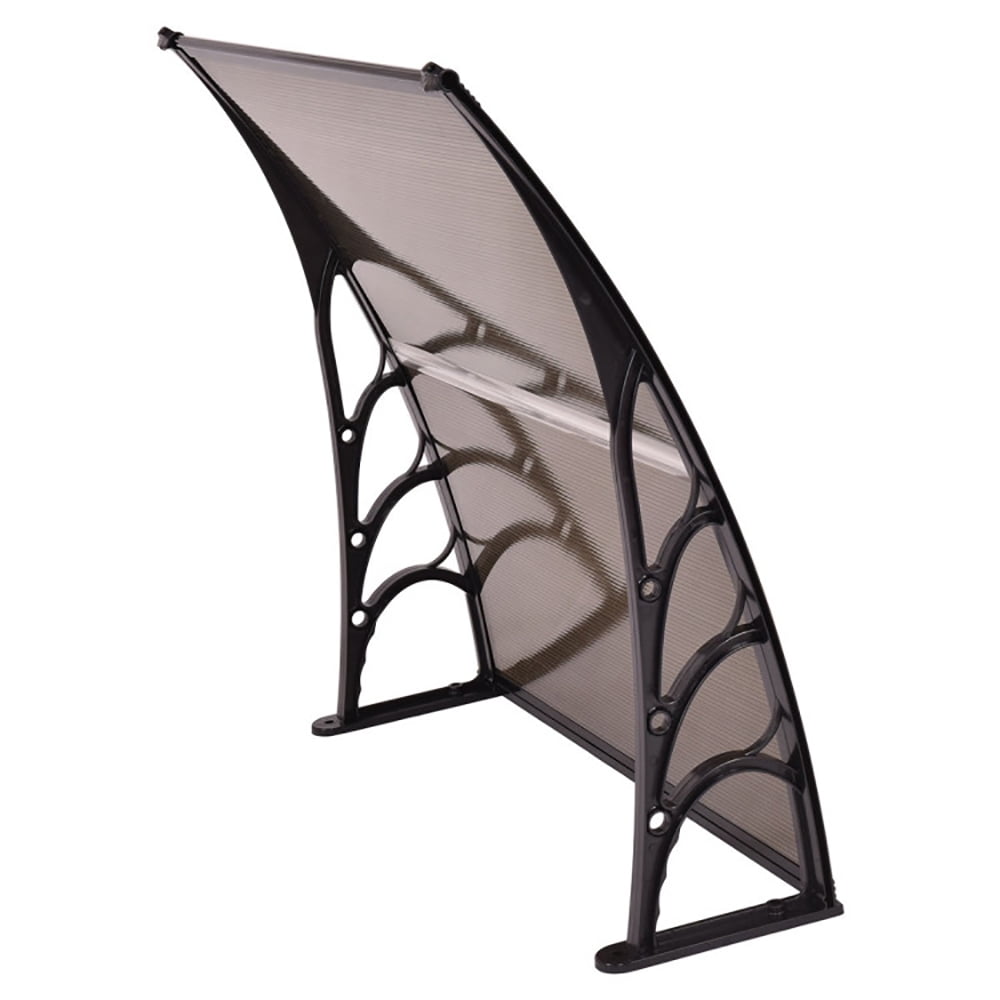 Aimee Lii 40 x 40 Inch Outdoor Polycarbonate Front Door Window Awning Canopy, Outdoor Awning for Patio, Brown