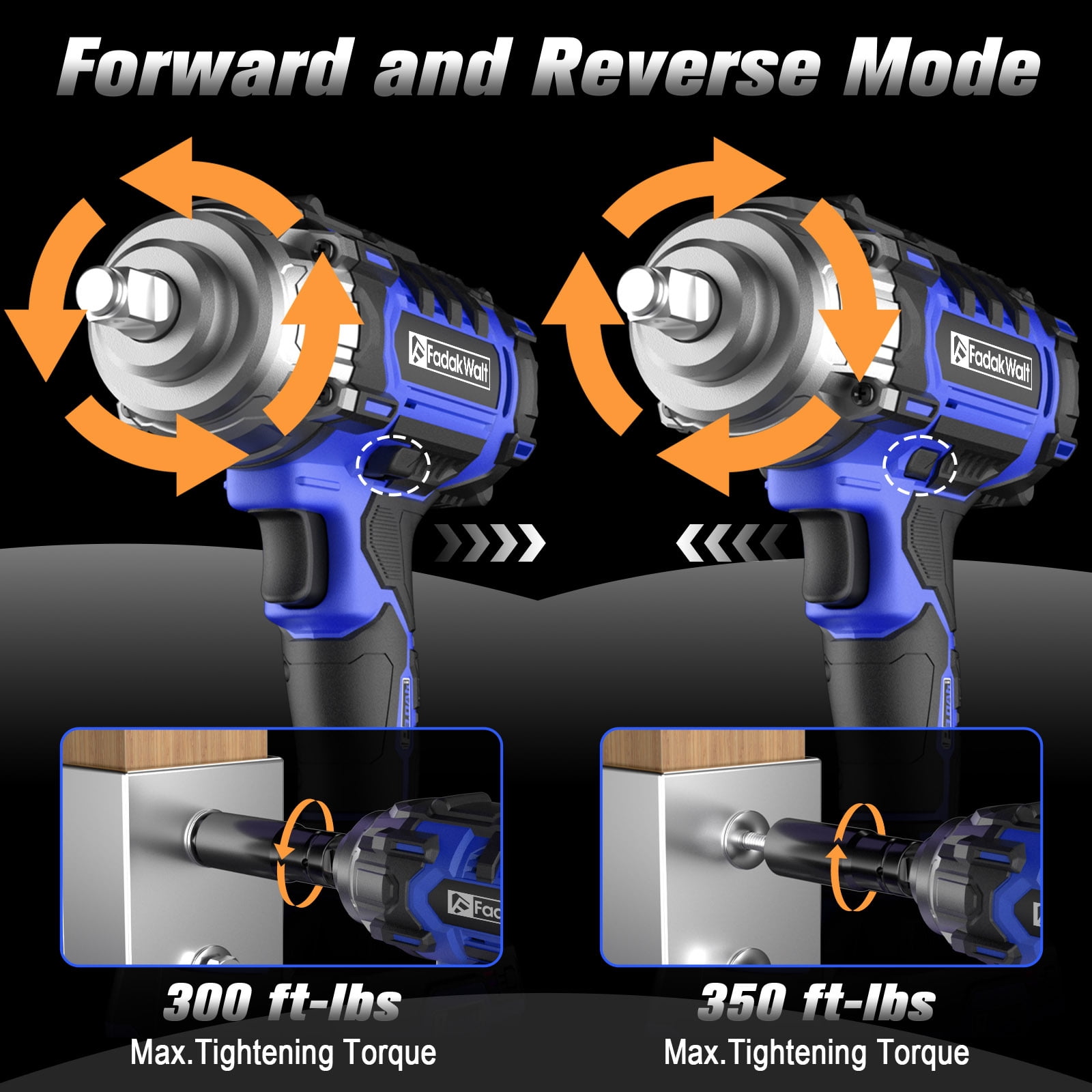 20V Cordless Impact Wrench/Driver, 1/2＂ 400 N·m High Torque 2300 RPM, Brushless with 5 Modes & LED. Kit with 3.0Ah Battery, Fast Charger, 4 Sockets for Automotive and DIY Repair (Blue)
