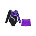 thumbnail image 4 of vastwit Girls Gymnastics Leotard with Shorts Active Clothes Set Metallic Ballet Dance Sports Outfits Neon Black 12, 4 of 7