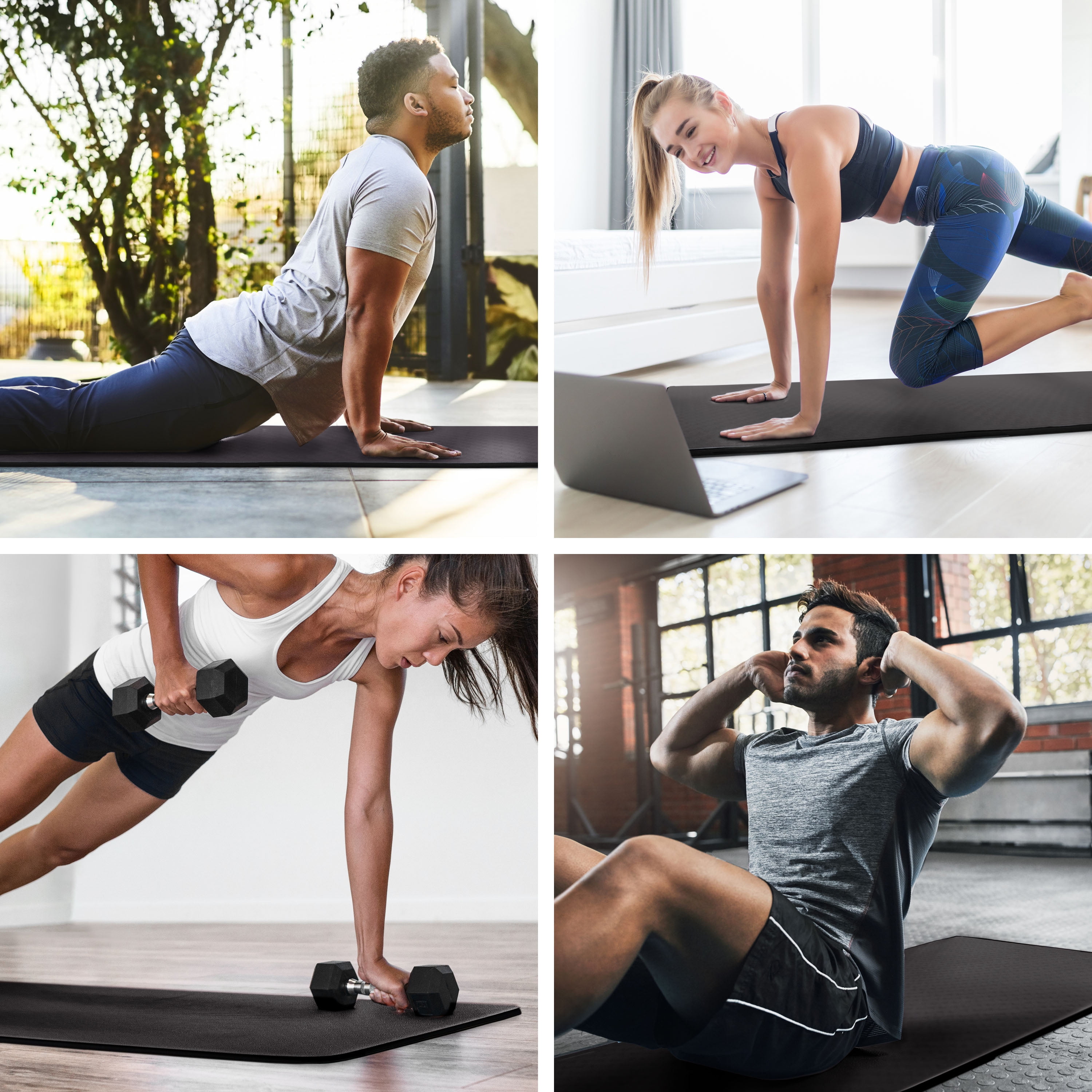 Microdry - Deluxe Multi-Purpose Fitness Mat, 12mm Thick, 24" x 72", 1 Count, Black – Padded, Skid & Tear Resistant