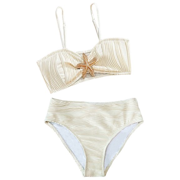 VUHXZWAF Girl's 2 Piece Bikini Sets Cut Out Ruffle Top High Waist Swimsuit Summer Swimwear Size 10-11 Years