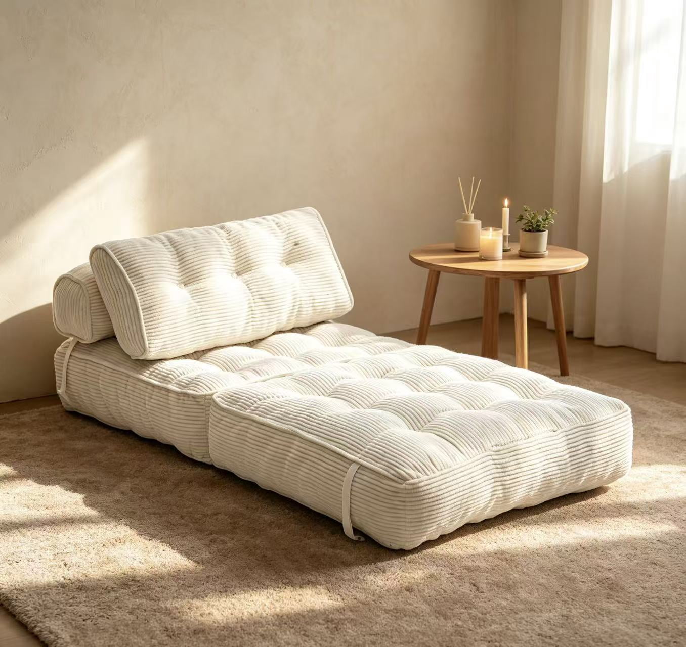 Leumius Folding Sofa Bed,Convertible Sleeper Chair with Pillow Foldable Mattress with Back Support, Portable Fold Out Chair Bed Comfy Floor Sofa Lounge for Living Room BedroomWhite