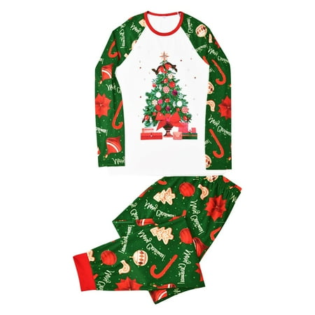 

ERTUTUYI Christmas Plaid Printed Loungewear Christmas Family Matching Pajamas Long Sleeve Home Sleepwear Green XL