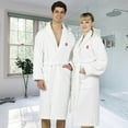 thumbnail image 2 of Authentic Hotel and Spa  White Unisex Turkish Cotton Waffle Weave Terry Bath Robe with Red Block Monogram Q S/M, 2 of 5