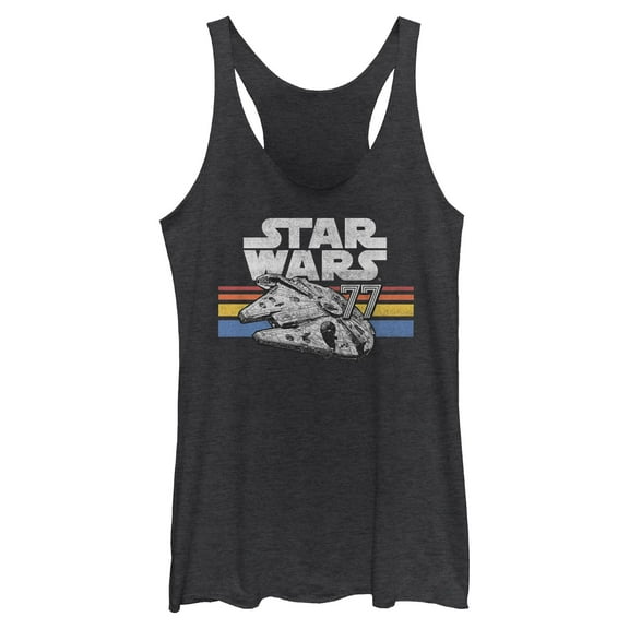 Womens Star Wars Millennium Falcon 77' Vintage Stripes Racerback Tank