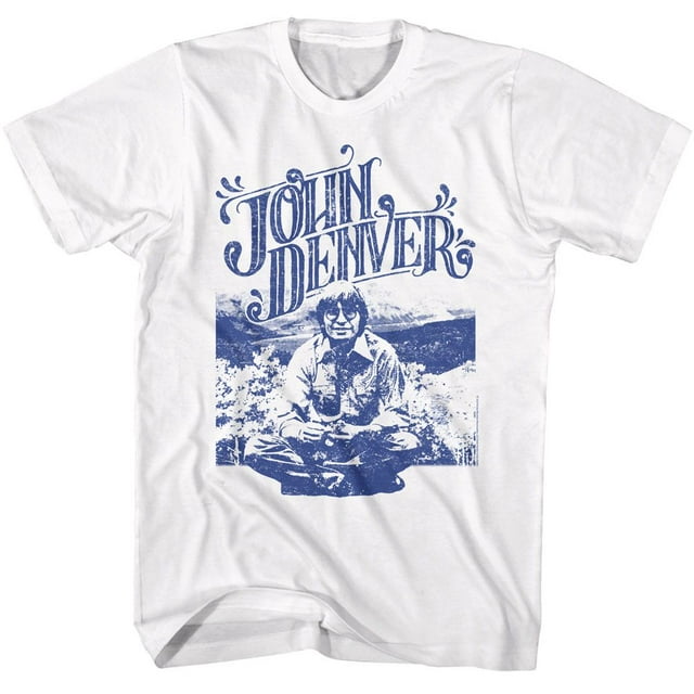 T-Shirt Blanc pour Adulte John Denver In Field Photo 5TG