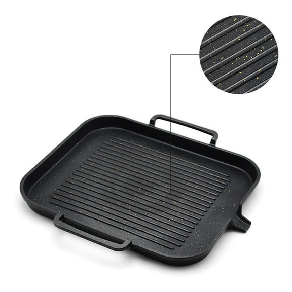 AURARMLET Smokeless Bbq Grill Plate Non-Stick for Induction Cooker Black 1Pc