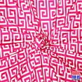 thumbnail image 3 of Greek Key Print Design Hot Pink & White Stretch Poly-Spandex Fabric 58" Wide, 3 of 4