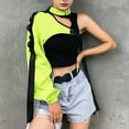 thumbnail image 4 of Reflective One Shoulder Top Harajuku Punk Long Sleeve T-shirt Women Irregular Cargo Crop Top T Shirt, 4 of 11