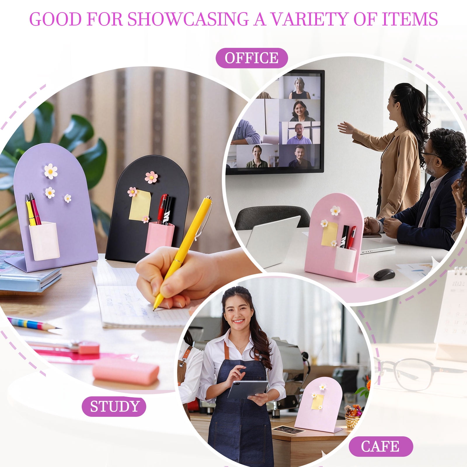 Uxcell Magnetic Bulletin Board, Memo Magnet Display Stand Board with Magnetic Accessory Set for Home Office Kitchen, Black