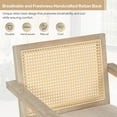 thumbnail image 4 of Euroco Mid-Century Accent Chair with Handcrafted Rattan Backrest and Padded Seat for Leisure, Bedroom, Kitchen, Living Room, Enterway, Natural, 4 of 9