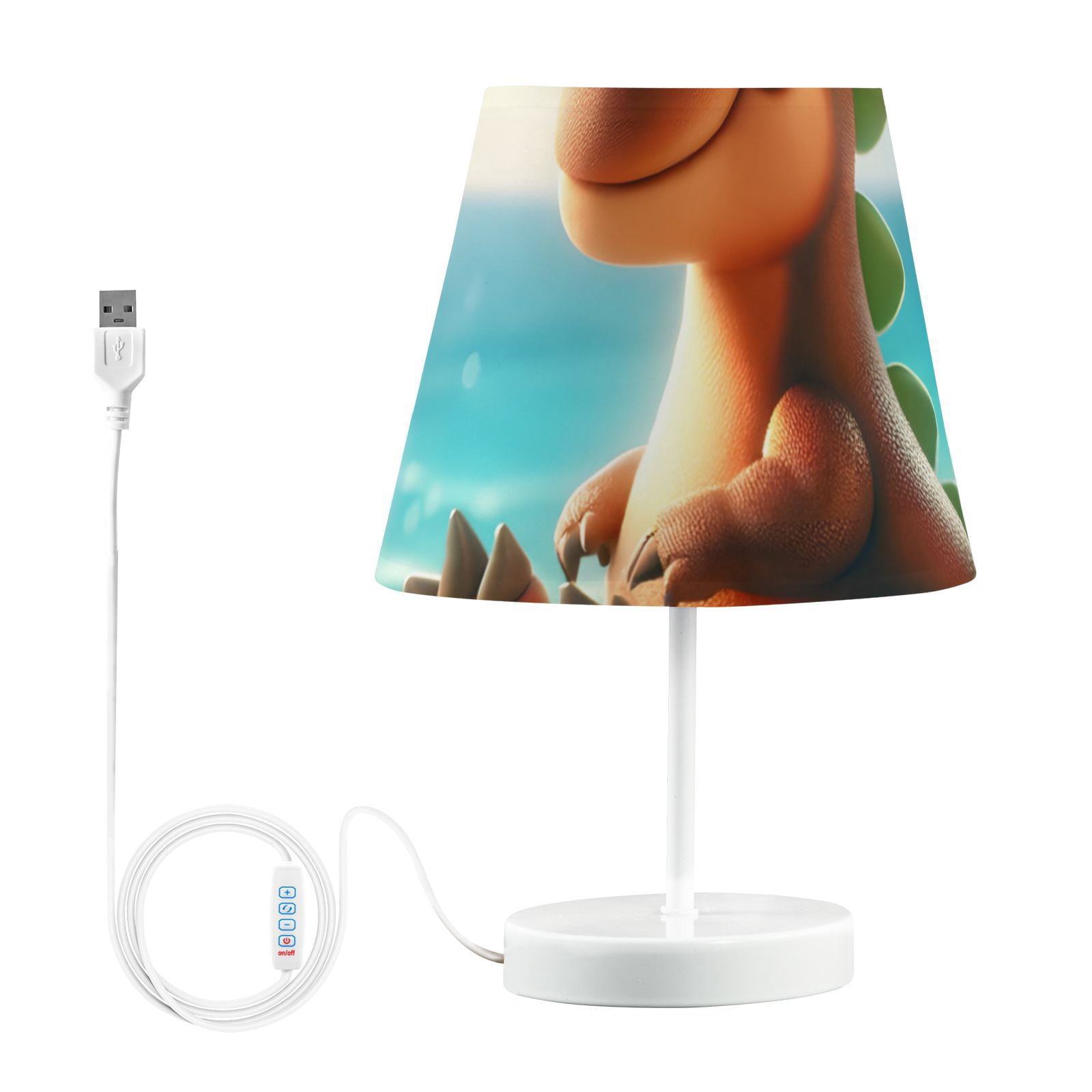 Dinosaur and Beach Sands LED Desk Lamp Table Lamp USB Bedside Nightstand Small Lamp for Bedroom Living Room Kids Room