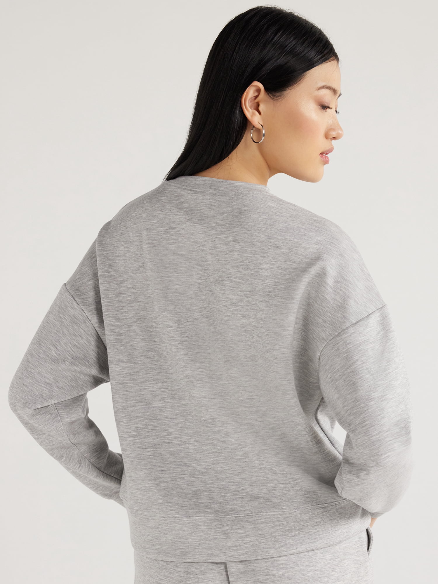 Scoop Women's and Women's Plus Ultimate Scubaknit Cropped Sweatshirt with Drop Sleeves, Size XS-4X