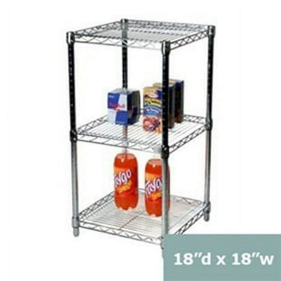 Shelving Inc. 18" d x 18" w Chrome Wire Shelving with 3 Shelves