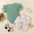 thumbnail image 5 of Dooleck Baby Girls Clothes Summer Outfits for Toddler Girl Mamas Bestie Ribbed Romper Floral Shorts Set, 5 of 8