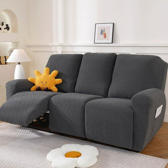Nvzi -b Couch Cover Argyle Jacquard Stretch Sofa Covers Reclining Chair Cover for Living Room Sofa Easy Fit Washable Furniture Sofa Protector 3 seat (Dark Grey)